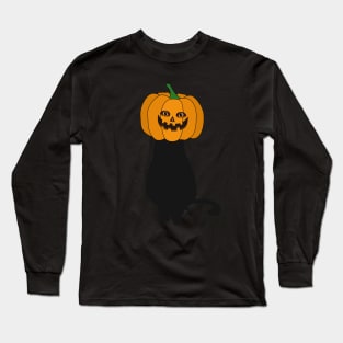 Cat sitting with a pumpkin head Long Sleeve T-Shirt